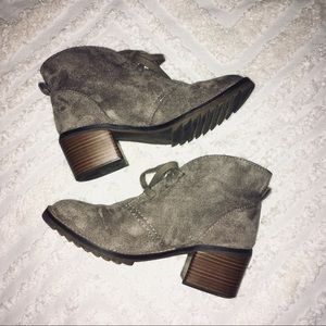 EUC vegan suede booties